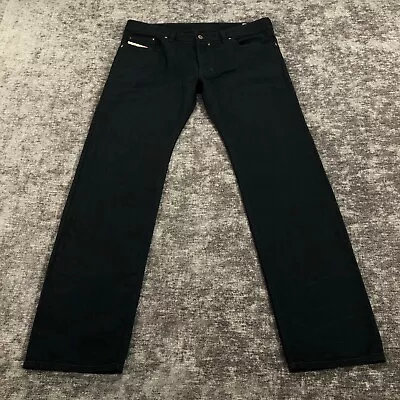 Diesel Industry Jeans Mens 36x32 Black Denim Safado Slim Straight Fit Button Fly • $49.99