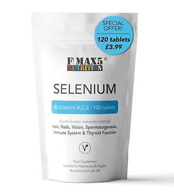 £3.99 • Buy Selenium 220μg & Vitamins A,C,E Immune System, Hair, Nails Support - 120 Tablets