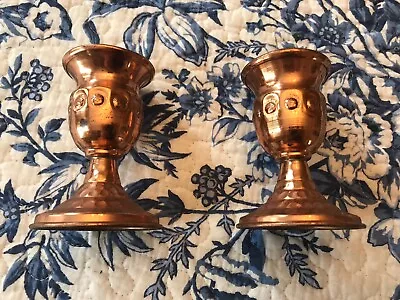 Vintage Coppercraft Guild Round Copper Hurricane Candlestick Candle Holders • $16.80