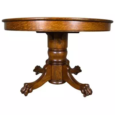 Antique Round Oak Claw Foot Dining Table – 45” #22025 • $1285