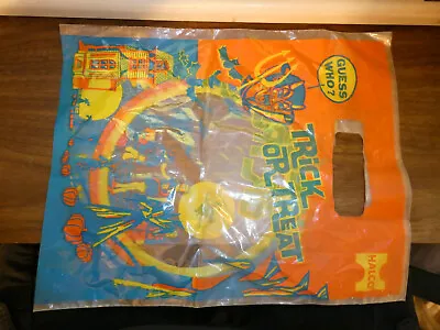 Vintage 1960 - 1970 Halco Kusan Halloween 2 Sided Trick Or Treat Plastic Bag • $19.99