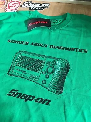 Genuine Snap-On Tools Mens Green Serious About Diagnostics T-Shirt New • $17.41