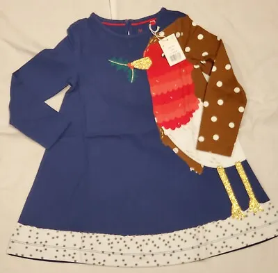 Mini Boden Festive Appliqué Jersey Dress NWT New 4-5 • $46