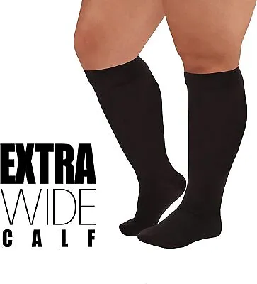 Plus Size Compression Socks Wide Calf Support 20-30 MmHg For Men Women 3XL 5XL • £6.95