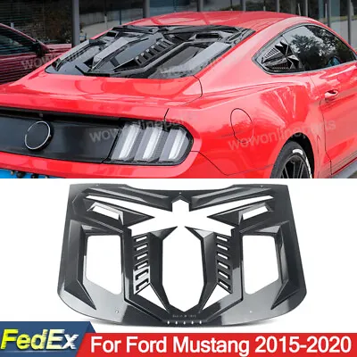 For 2015-23 Ford Mustang Black Manba Style Rear Window Louver Carbon Fiber Look • $158.99