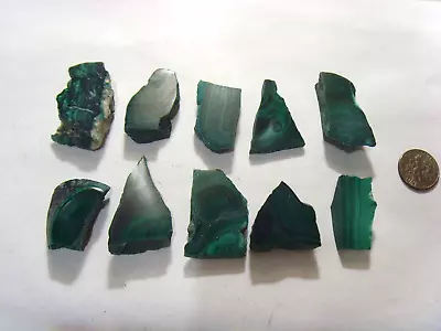 550 Carats 10 Vintage Old Lapidary Polished Slabs Of Natural Malachite 52490 • $39.99