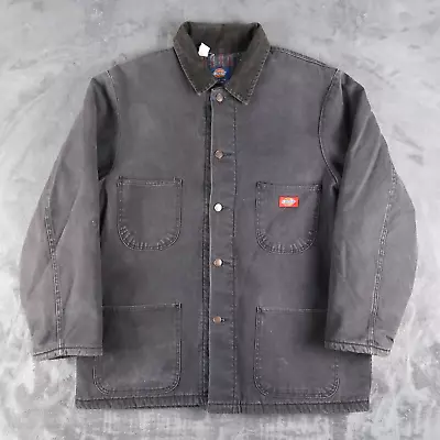 Vintage 90s Dickies Chore Canvas Jacket Men's Size L Blanket Lined Workwear • $68.88