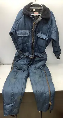 Vintage Walls Blizzard Pruf Insulated Coveralls Size Large Belted Outerwear Hood • $34.99