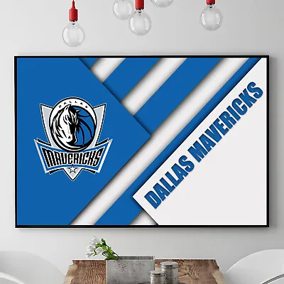 Dallas Mavericks Design NBA Basketball Home Decor Wall Art Poster/Canvas • £19.24