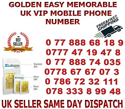 £39.95 • Buy GOLDEN EASY MEMORABLE UK VIP MOBILE PHONE NUMBER  ( Lebara  B 40 )