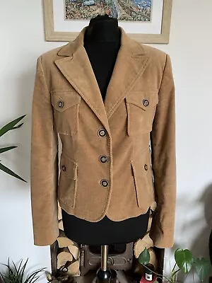Stunning Rare ZARA Vintage Camel Brown Velvet Jacket Blazer - Size L - Safari • $53.01