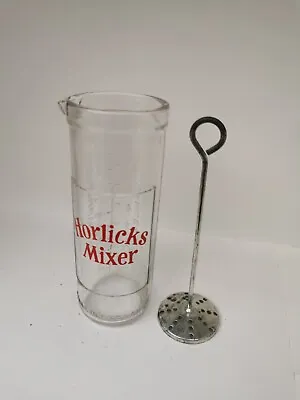 Vintage Horlicks Cocktail Measuring Glass & Metal Mixer Made In England  • £10