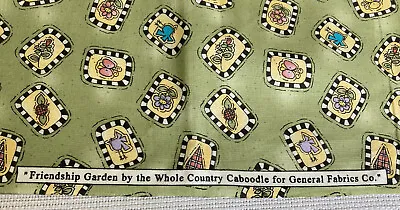 1.25 Yards X 43.5  Wide Vintage Fabric Friendship Garden By General Fabrics NEW! • $11