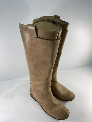 Frye Paige 77534 Tan Tall Knee High Almond Toe Leather Riding Boots Womens 7.5B • $85.50