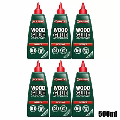 6 X EVO-STIK Wood Glue Interior 500ml Fast Setting Adhesive • $87.11