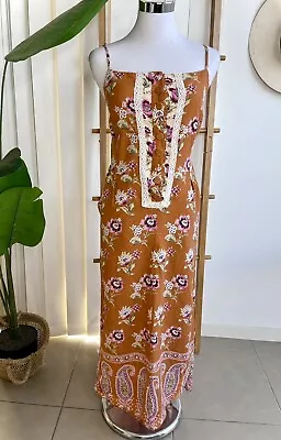 $39.20 • Buy Tigerlily Orange Floral Midi Singlet Dress Size 6-8 Women’s 