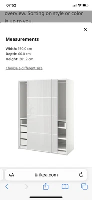 £100 • Buy Ikea Wardrobe Pax/hokksund Sliding Doors White