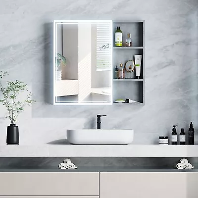 Bathroom Medicine Cabinet With LED Light Touch Switch 3-color Dimming Mode • $129.99