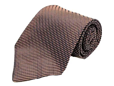 Bugatchi Mens Necktie Silk Satin Multicolor Copper Black Stripes Made In Italy • $15.49