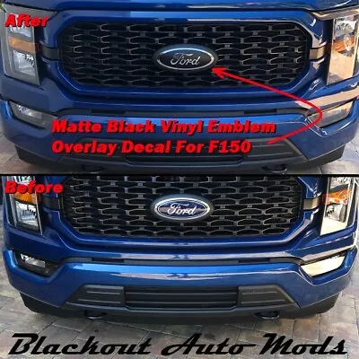 Matte Black Emblem Overlay Vinyl Decals For 2015-2023 Ford F150 • $19.99