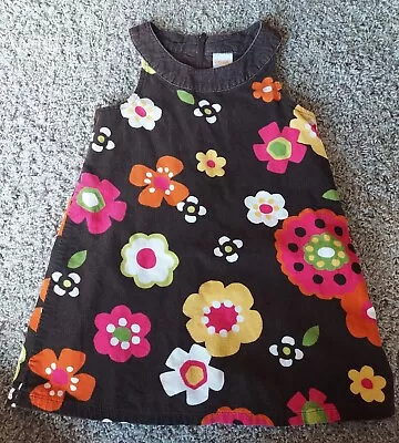 Gymboree 3 3T Fall For Autumn Brown Floral Corduroy Jumper Dress • $8