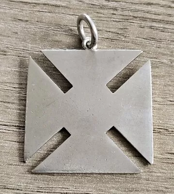 925 Sterling Silver Chunky Square Cross Pendant. German? Maltese? • £39.95