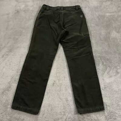 IBEX Cargo Pants Womens Size 8 Faux Suede Zip Pocket Green Straight Leg • $32.17