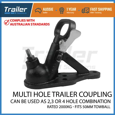 $32.63 • Buy Trailer Hitch 3 Hole Quick Release Coupling 2 3 Hole Black 50mm 2ton Adr