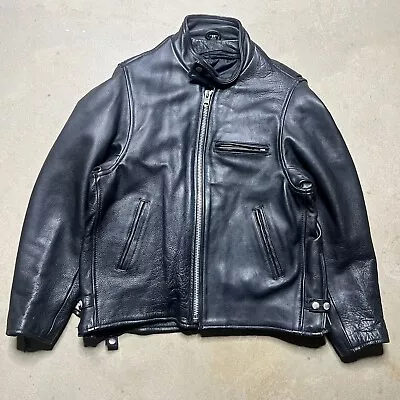 Vintage USA Bikers Leather Black Leather Jacket Size 38 Med-Large • $99.99