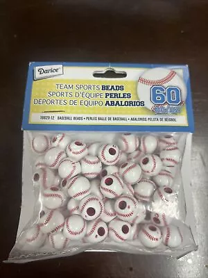 60 Pcs Darice Baseball Shape School Team Sports Plastic Craft Jewelry Beads • $5.99