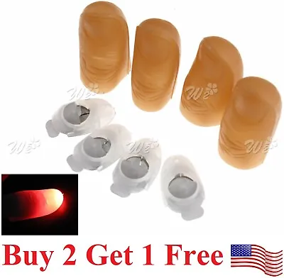 2x LED Finger Thumbs Light Red Color Magic Prop Party Bar Show  Lamp • $7.99