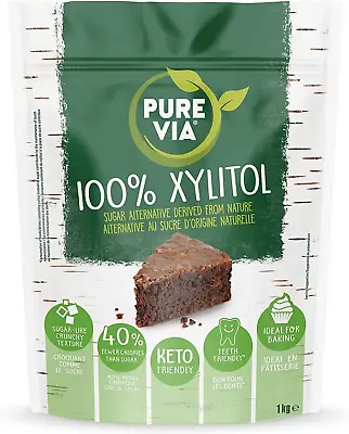 Pure Via 100% Xylitol Non-GMO Certified -1kg Bag Plant Based Sugar Alternativ • £12.41