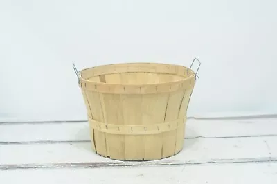 Vintage . Split Wood Bushel Basket With Wire Handles Apple Baskets Primitive #1 • $15