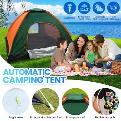 Large Pop Up Tent Automatic 3-4 Man Person Family Camping Festival Shelter Beach • $32.99