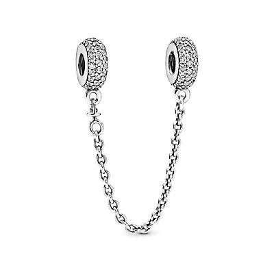 925 Sterling Silver New Beaded Safety Chain Charm For Women Bracelet Birthday • £8.99