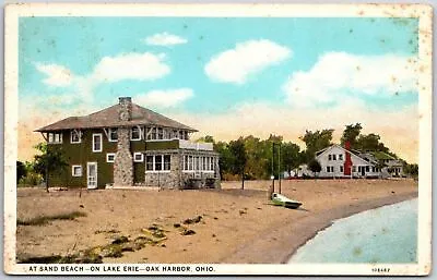 Sun Beach Lake Erie Oak Harbor Ohio OH Hotel Inn Building Ocean View Postcard • $12.57