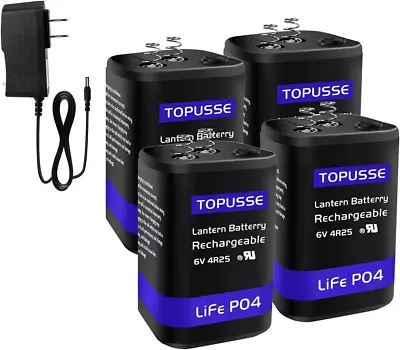 4 Pack Rechargeable 6 Volt 4.5AH Lifepo4 Lantern Battery With Charger 1500+ C... • $76.99