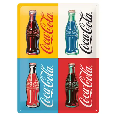 Nostalgic Art Coke 4 Bottles Pop Art A3 Embossed Metal Sign • $42