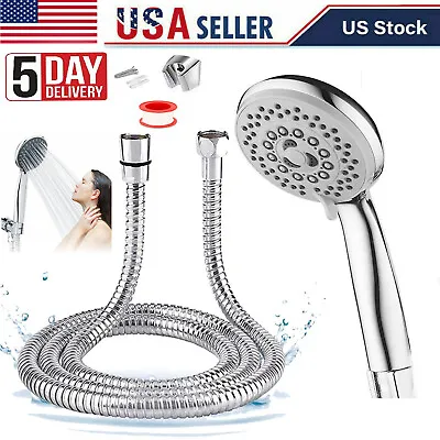 Long Shower Flexible Hose With 5 Setting Head High Pressure Bathroom Hand Held • $8.70