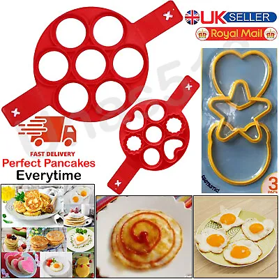 Silicone Nonstick Pancakes Maker Egg Ring Cheese Omelette Cooker Pan Flip Mould • £4.74