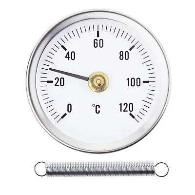 £7.95 • Buy Hot Water Pipe Thermometer 0-120°C 63mm Dial Bimetal Temperature Gauge -IN-022