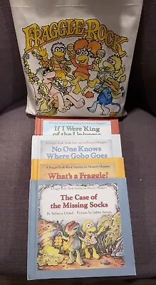 Fraggle Rock Vintage 4 Books And Collectible Canvas Book Tote Tag 1985 Muppets • $45