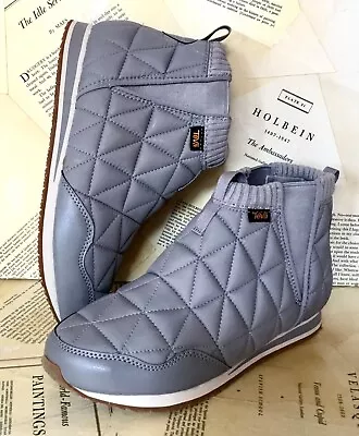 Teva Ember Mid Boot Quilted Rubber Sole Vegan Footwear Pull On Gray 41 / 10 NEW • $60