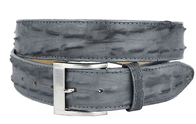 Gray Western Cowboy Leather Crocodile Alligator Tail Belt Silver Buckle • $29.99