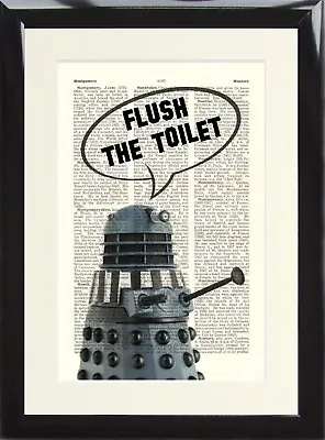 £18.49 • Buy Dalek Doctor Who  Flush The Toilet Art Print Dictionary Page Funny Loo Sign 