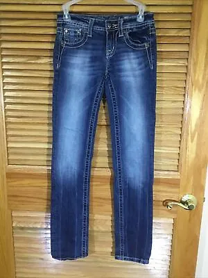 Miss Me Girls Size 14 Blue Denim Studded Jeweled Jeans CK-72 • $24.99