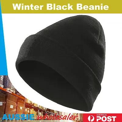 Men's Women Beanie Knit Ski Cap Hip-Hop Black Color Winter Warm Unisex Wool Hat • $3.95