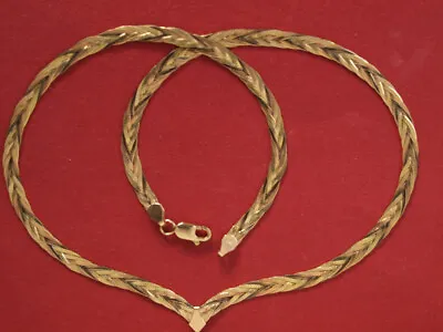 £220 • Buy 9ct Yellow Rose White Gold Fancy Herringbone Plait Chain Necklace 8.60g 18  46cm