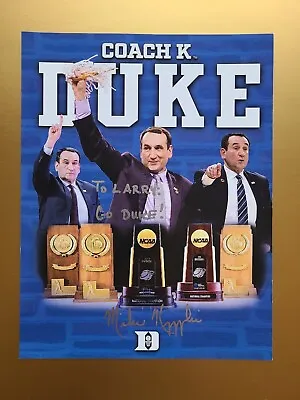 Mike Krzyzewski     Coach K     DUKE  Basketball  Signed 8X10  Inscribed  Larry  • $79.99