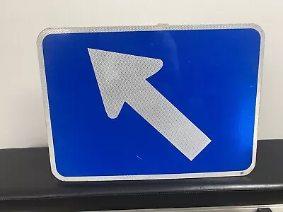 Authentic DOT NOS Traffic Road Street Arrow Sign Blue 45 Degree Left 21  X 15  • $47.50